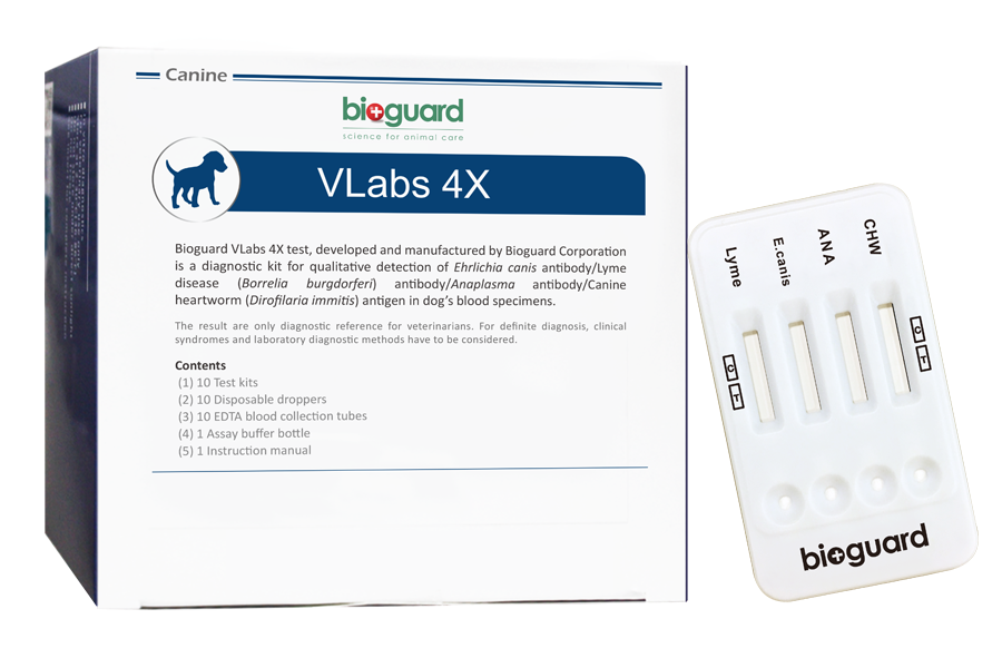 Bioguard VLabs 4X Lyme, E.Canis, Anaplasma, Heartworm (Kalp Kurdu) Köpek Hızlı Test Kiti